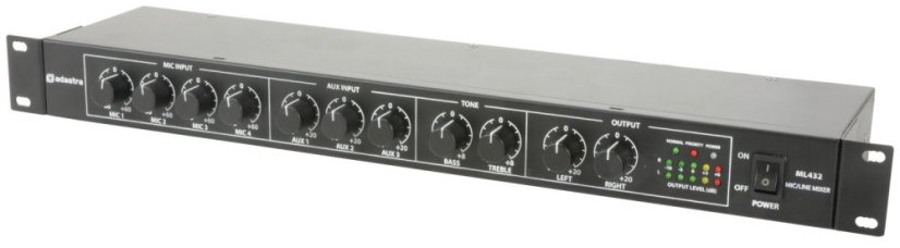 Adastra ML432, mikrofonní/linkový 19" mixážní pult, 1HE