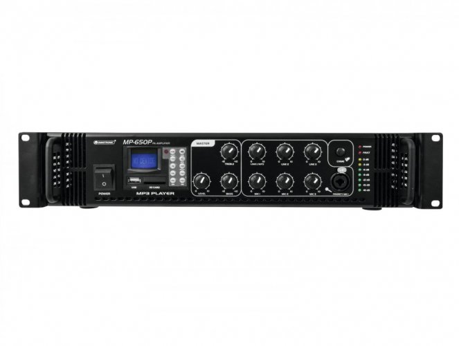 Omnitronic MP-650P, 100V mixážní zesilovač, 650W, MP3