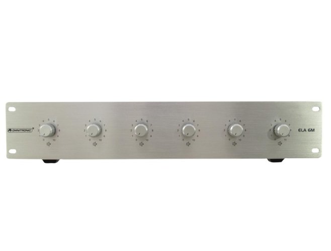 Omnitronic 6-ti zónový PA ovladač hlasitosti 5W mono, stříbrný