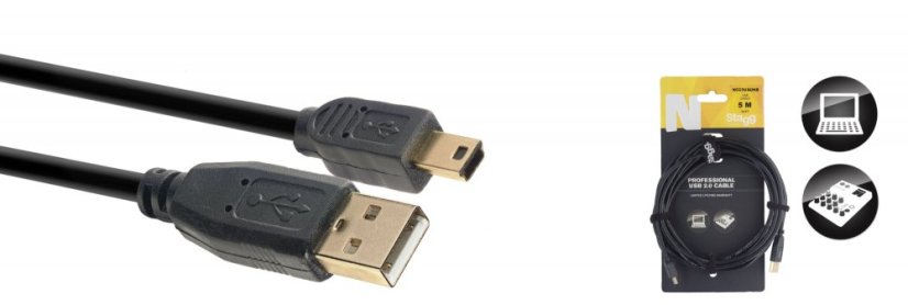 Stagg NCC5UAUNB, kabel USB 2.0 USB/MINI USB, 5m