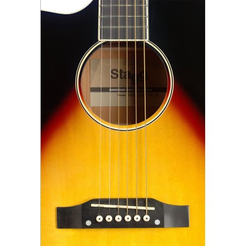 Stagg SA35 DSCE-VS LH, elektroakustická kytara typu Slope Shoulder Dreadnought, levoruká