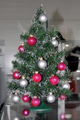 Vánoční dekorační ozdoby, 3,5 cm, modré se třpytkami, 48 ks