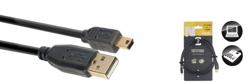 Stagg NCC1,5UAUNB, kabel USB 2.0 USB/MINI USB, 1,5m