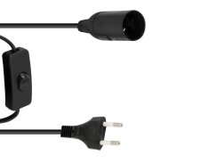 Kabel napájecí s paticí E14, vypínač, vidlice