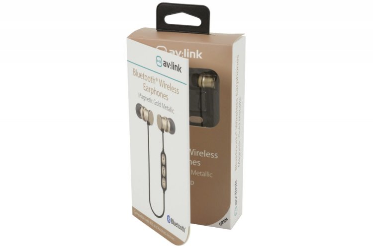 AV:link EMBT1-GLD magnetická Bluetooth sluchátka do uší, zlatá