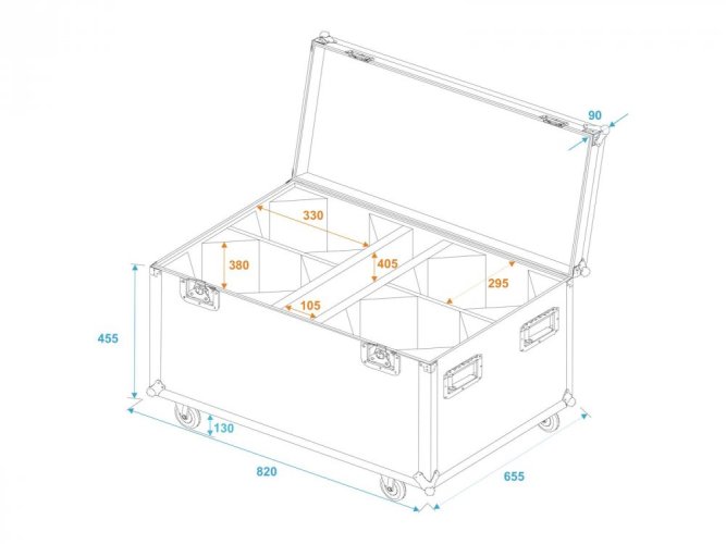 Roadinger Flightcase pro 4x LED THA-100F/THA-120PC na kolečkách