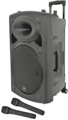 QTX QR15PABT, mobilní 15" zvukový systém MP3/BT/SD/USB/2x VHF QTX QR15PABT, mobilní 15" zvukový systém MP3/BT/SD/USB/2x VHF