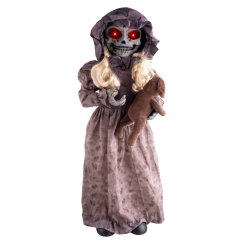 Halloween panenka s rotující hlavou, 95 cm
