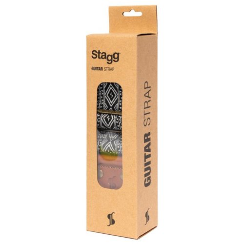 Stagg SWO-LOS-BLK, tkaný nylonový popruh, vzor diamant, černý