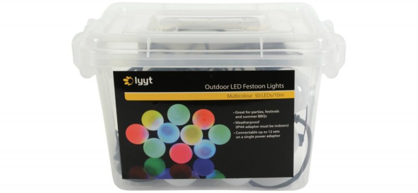 Lyyt BOF10MC, venkovní LED světelný řetěz, 10x LED lamp multicolour, IP44