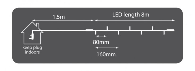 Lyyt 100CON-CW, venkovní LED světelný řetěz, 100x LED studená bílá, IP44