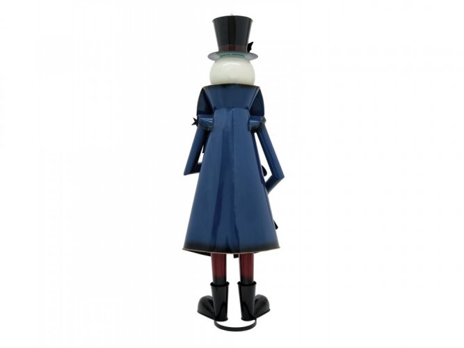 Figurína sněhuláka v kabátu, kovová, 150 cm