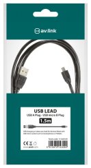 AV:link kabel USB 2.0, 1x typ A samec - 1x mikro 5-pin typ B samec, 1.5m