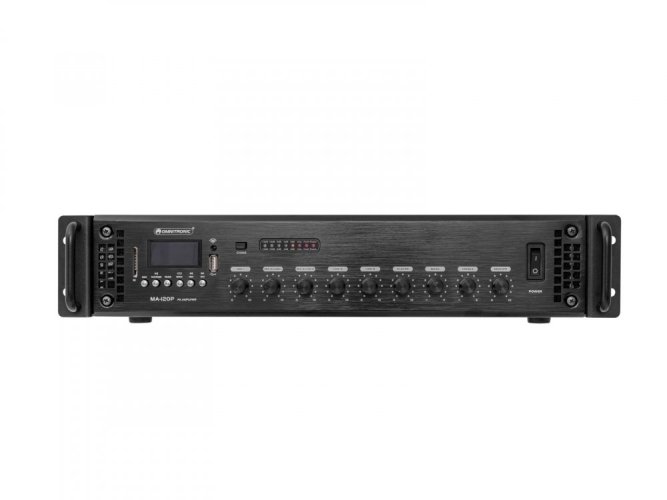 Omnitronic MA-120P, 100V mixážní zesilovač, MP3/USB/SD/BT, 120W