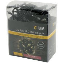 Lyyt BLS120WW světelný řetěz na baretie s časovačem, 120x LED teplá bílá
