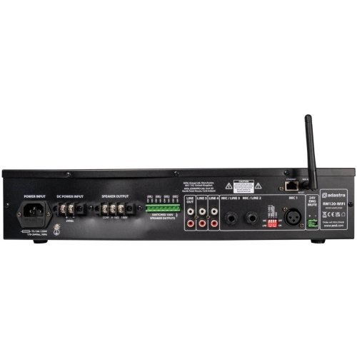 Adastra RM120-WIFI, 100V mixážní 4-zónový zesilovač, RM-WiFi/BT/USB