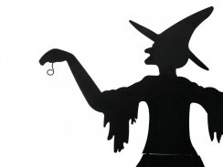 Kovová silueta čarodejnice s koštětem, černá, 140cm