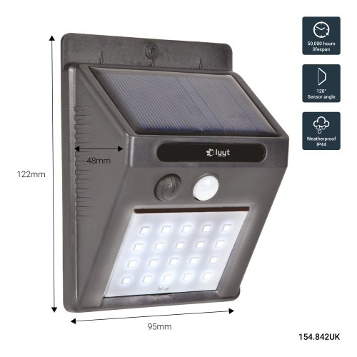 Lyyt 20LED-SSL, LED solární venkovní zahradní nástěnné světlo s pohybovým senzorem