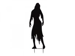 Kovová silueta zombie ženy, černá, 135cm