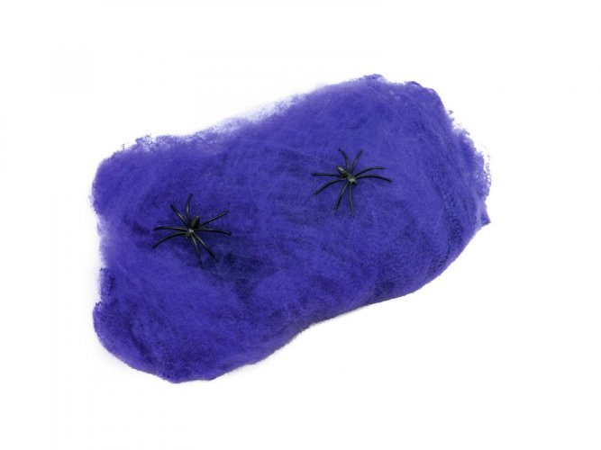 Halloween pavučina fialová, 20g, včetně 2 černých pavouků