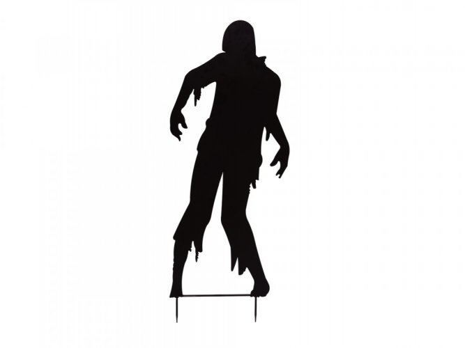 Kovová silueta zombie muže, černá, 135 cm