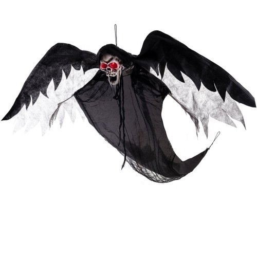 Halloween okřídlená kostra se zářícíma očima, 120 cm
