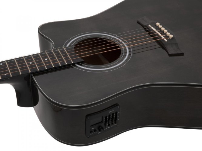 Dimavery STW-90, elektroakustická kytara typu Dreadnought, černá