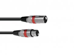 Kabel MC-50R, zástrčka - zásuvka, XLR, symetrický, červený, 5m