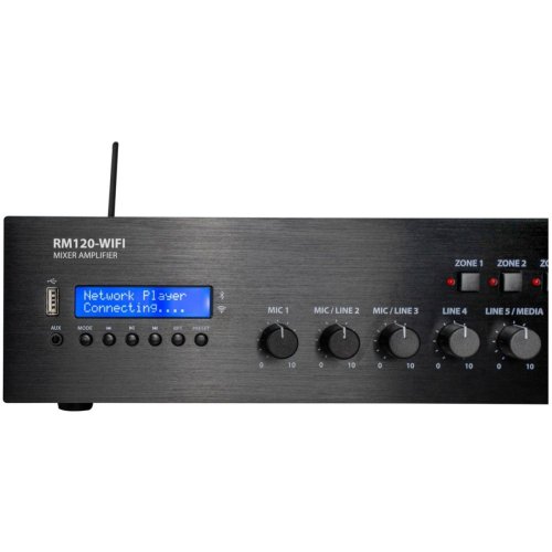 Adastra RM120-WIFI, 100V mixážní 4-zónový zesilovač, RM-WiFi/BT/USB