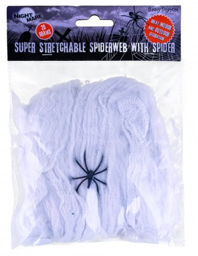 Halloween bílá pavučina 20g s černým pavoukem