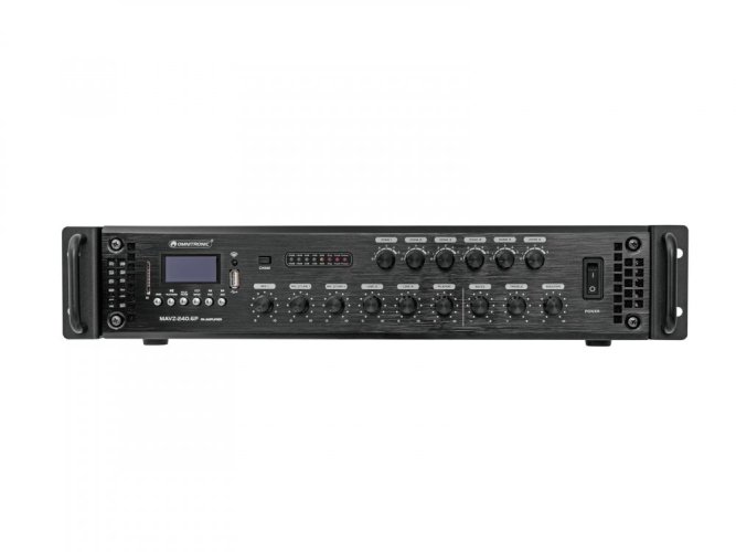 Omnitronic MAVZ-240.6P, 100V 6-zónový mixážní zesilovač, MP3/USB/SD/BT, 240W