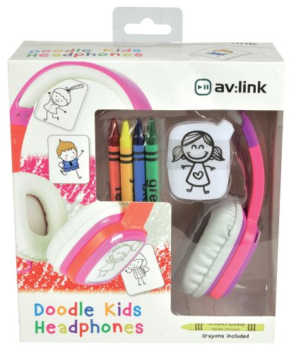 AV:link Doodle DIY, dětská sluchátka s vlastním motivem, růžová