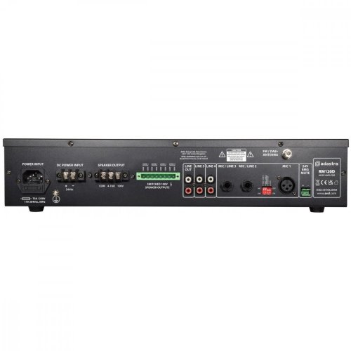 Adastra RM120D, 100V 4-zónový zesilovač, FM/DAB+, BT, USB/SD