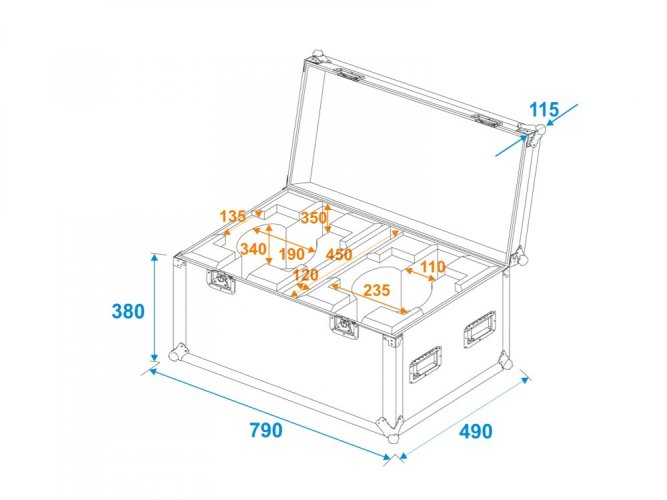 Roadinger Transportní Case pro 2x LED Eurolite LED TMH-X7,  otočná hlavice