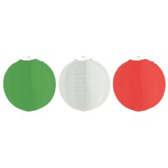 Nylonové lampiony, zelená, bílá, červená, 3x