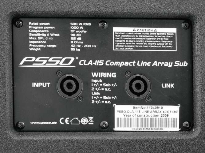 PSSO CLA-115 Line Array, subwoofer