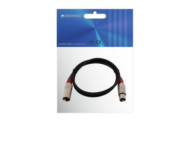 Kabel MC-15R, zástrčka - zásuvka, XLR, symetrický, červený, 1,5m