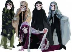 Halloween pelerína s lebkou a LED osvětlením, červená