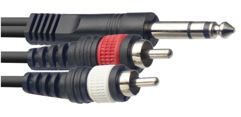 Stagg SYC3/PS2CM E, propojovací kabel 2x RCA - Jack 6,3 mm stereo, 3m