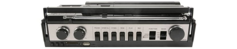 QTX retro kazetový přehrávač BT/MP3/radio, černý - rozbaleno (SA120205)