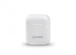 AV:link Ear Shots, bezdrátová Bluetooth sluchátka s nabíjecí stanicí, bílá