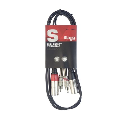 Stagg STC060CMXM, propojovací kabel 2x XLR zástrčka - 2x RCA zástrčka, 60cm