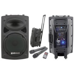 QTX QR-15, mobilní 15" zvukový systém MP3/2x VHF, 250W