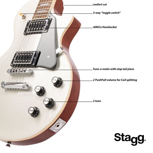 Stagg SEL-STD SILVER, elektrická kytara, stříbrná