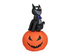 Halloween nafukovací figurína kočka s dýní, 183 cm