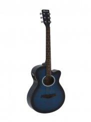 Dimavery AW-400, elektroakustická kytara typu Folk, modrá stínovaná