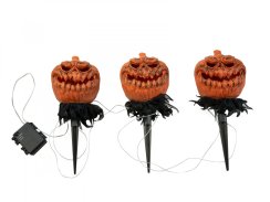 Halloweenské svítící dýně s kolíky, sada 3 ks, 39 cm