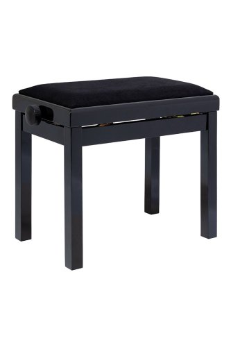 Stagg PB06G BKP VBK, stolička ke klavíru, černá lesklá, sametový sedák