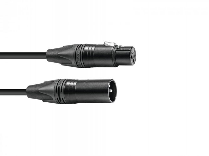 PSSO DMX kabel XLR 3-pinový, černý, 15m, konektory Neutrik