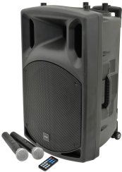 QTX QX-15, mobilní 15" zvukový systém MP3/BT/FM/2x VHF, 250W QTX QX-15, mobilní 15" zvukový systém MP3/BT/FM/2x VHF, 250W